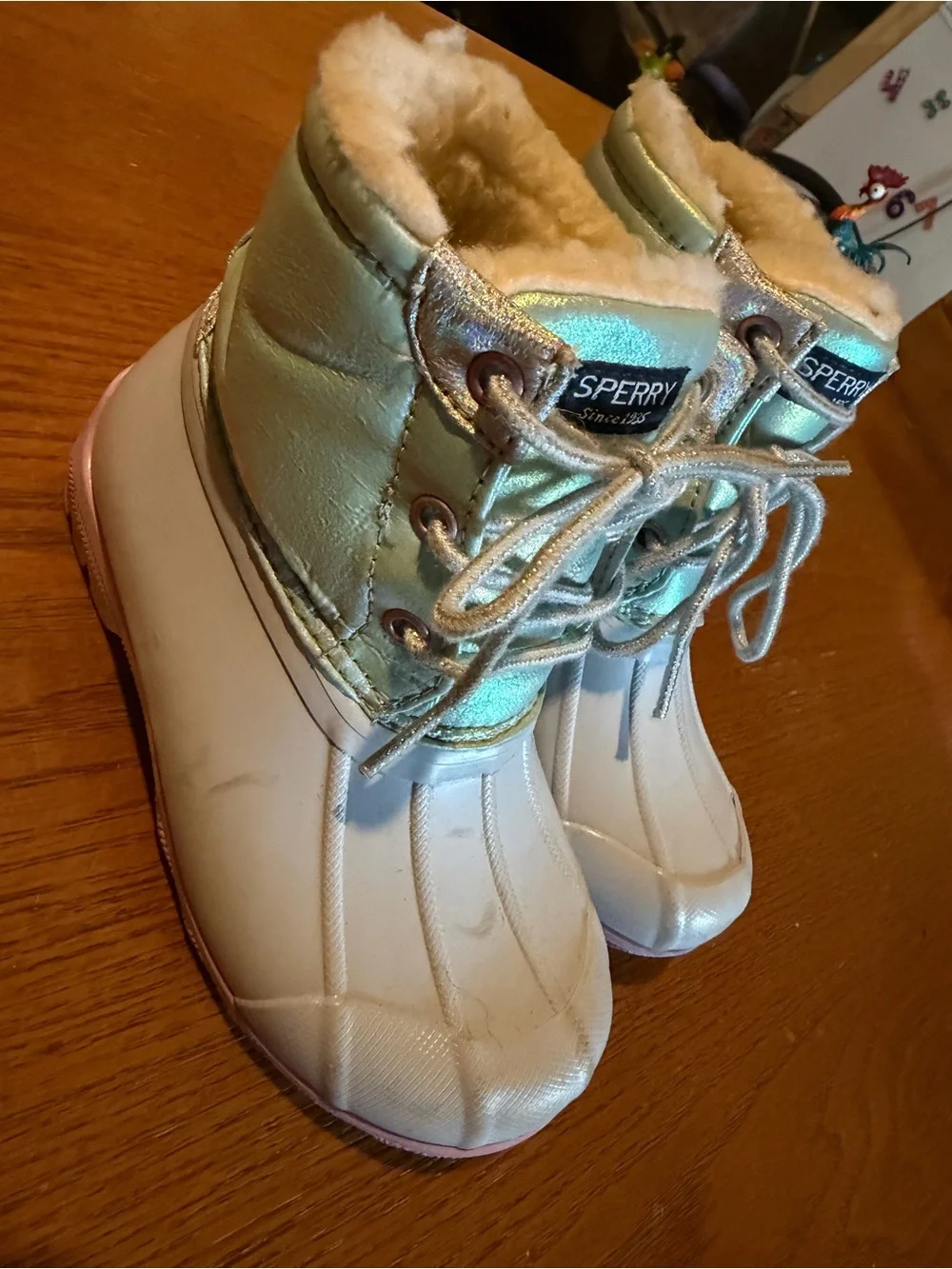 Sperry Kids Iridescent Mint & Pink Rain Boots